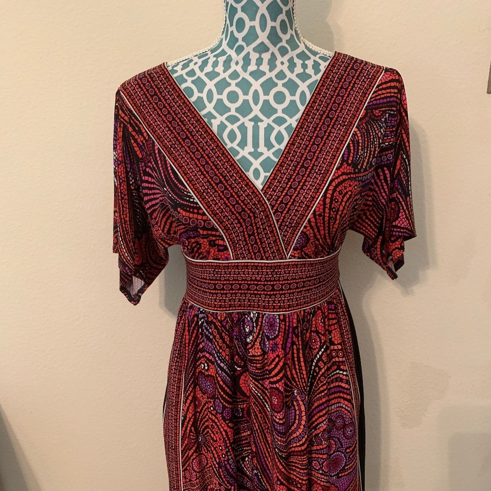 Multicolored V-neck Sexy Dress